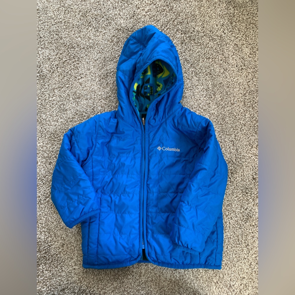 Columbia Toddler Kids 18mos Blue Hooded reversible Jacket